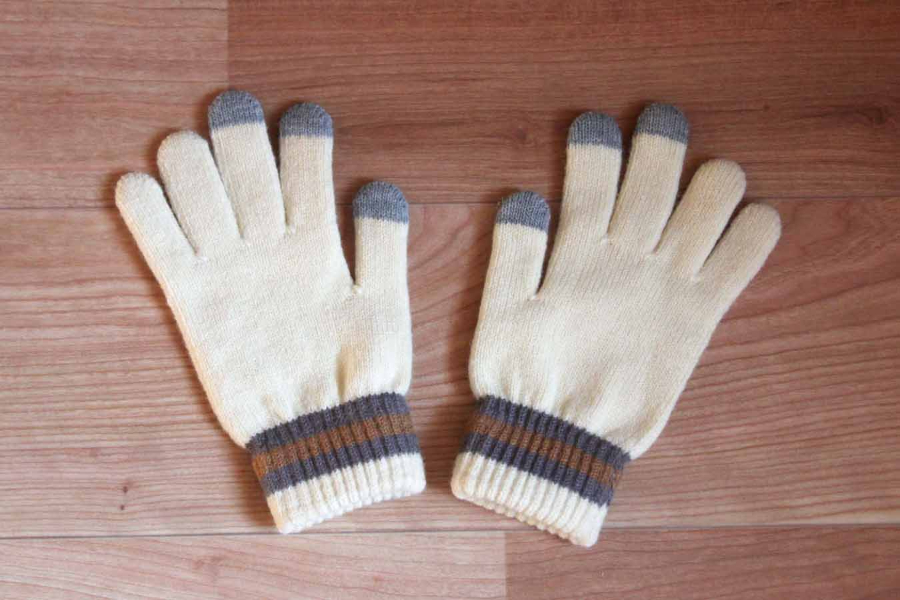 ▲タッチ手袋 裏起毛、2本ライン、タッチ3本(110円)