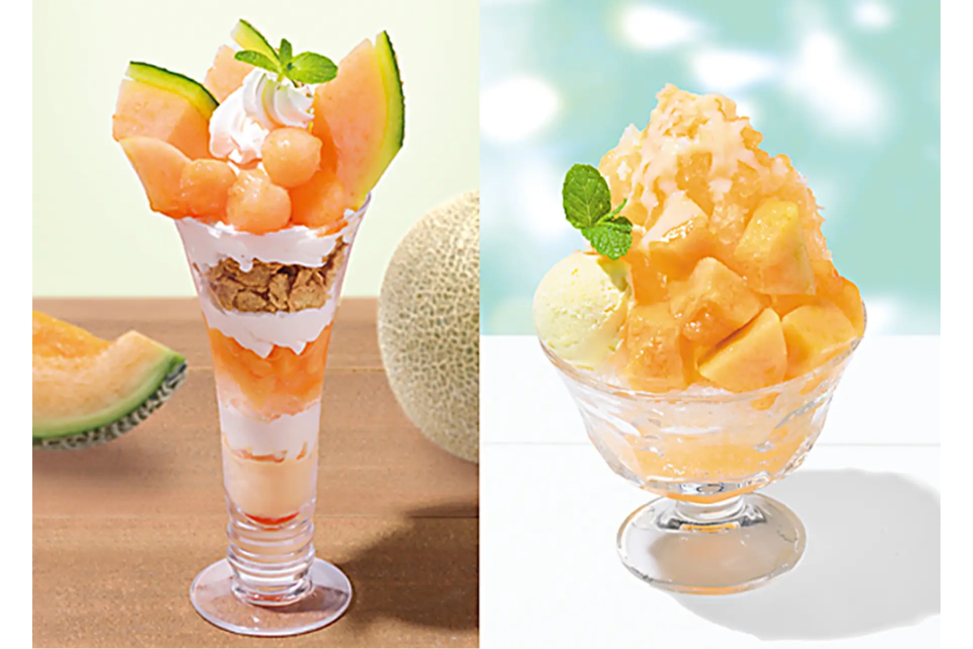 【銀座コージーコーナー】暑い夏にピッタリ！赤肉メロンをパフェ＆かき氷が登場