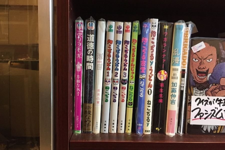 ▲このコーナーはほっとする。「ねこぢる」をはじめ、小説にもネコ関連がちらほら。ネコはアングラな世界観にも対応する?