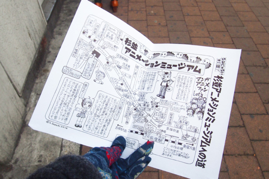 ▲鈴木館長が描いたマップ。楽しい理由は、食べ物店の情報が多いから