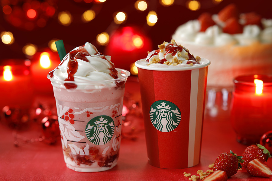 クリスマス ストロベリー ケーキ ミルク&クリスマス ストロベリー ケーキ フラペチーノ
