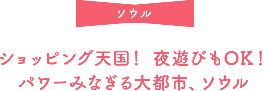 ショッピング天国！ 夜遊びもOK！パワーみなぎる大都市、ソウル