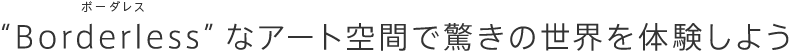 “ボーダレス”なアート空間で驚きの世界を体験しよう